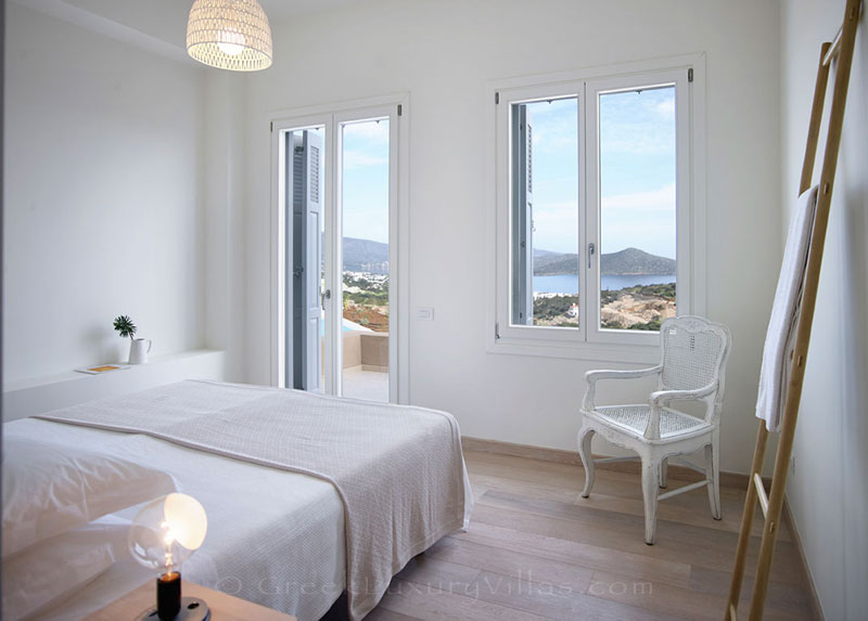The seaview from a bedroom of a luxury villa in Elounda, Crete