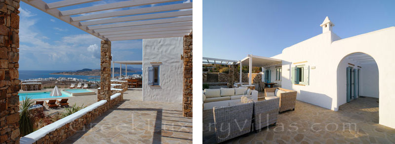 Sea view from the veranda of luxury villa with pool in Koufonisi
