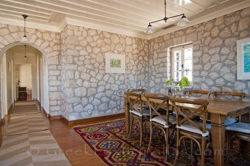 Living-room of traditional villa with pool in Lefkada