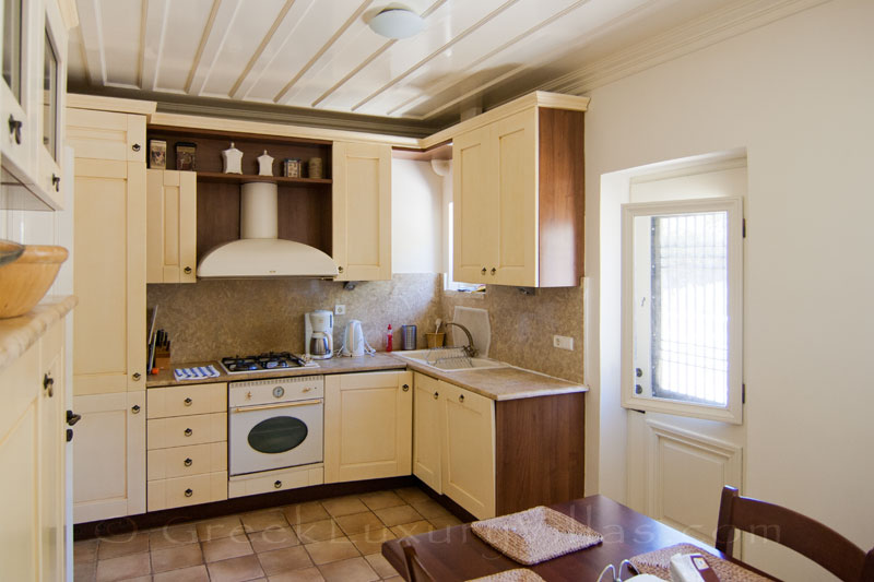 Kitchen of traditional villa with pool on Lefkada