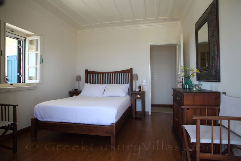Bedroom of traditional villa with pool in Lefkas
