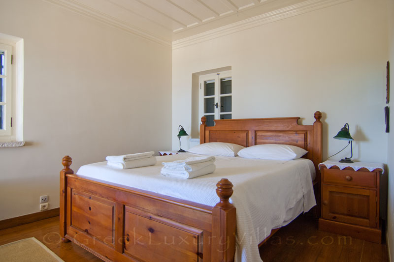Double bedroom of traditional villa with sea view on Lefkada