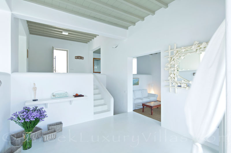 Mykonos Kalafatis-Beach luxury villa white interior