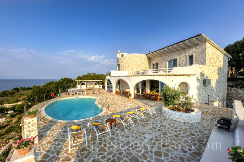 The cheerfully decorated villa with a pool and seaview in Paxos