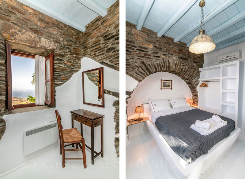 traditional villa for four on Tinos sea view bedroom