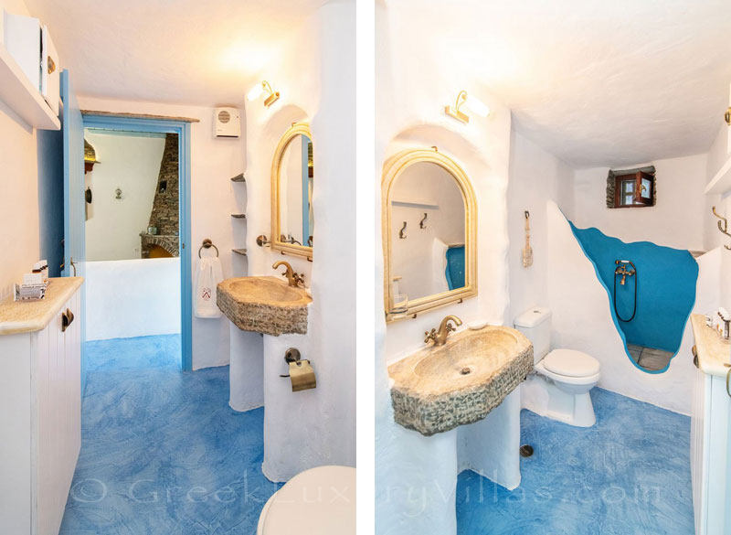 traditional villa for four on Tinos bathroom
