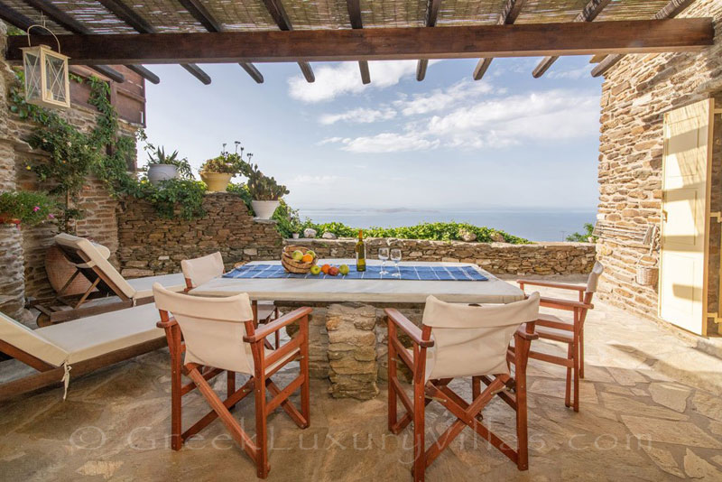 traditional villa for four on Tinos amazing sea view veranda