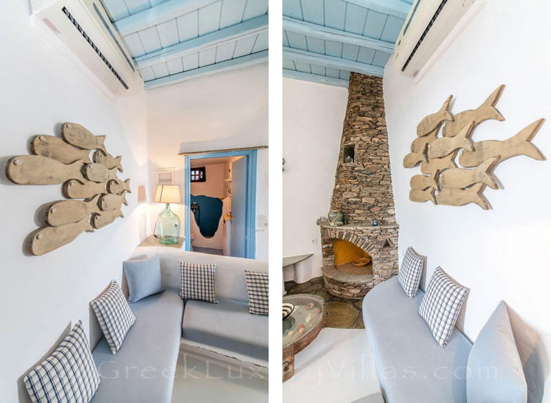 traditional villa for four on Tinos stylish living room
