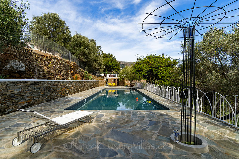 Andros pool of traditional stone villa
