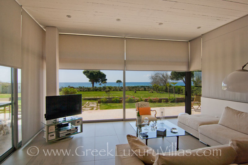 Living room of beachfront villa near Athens