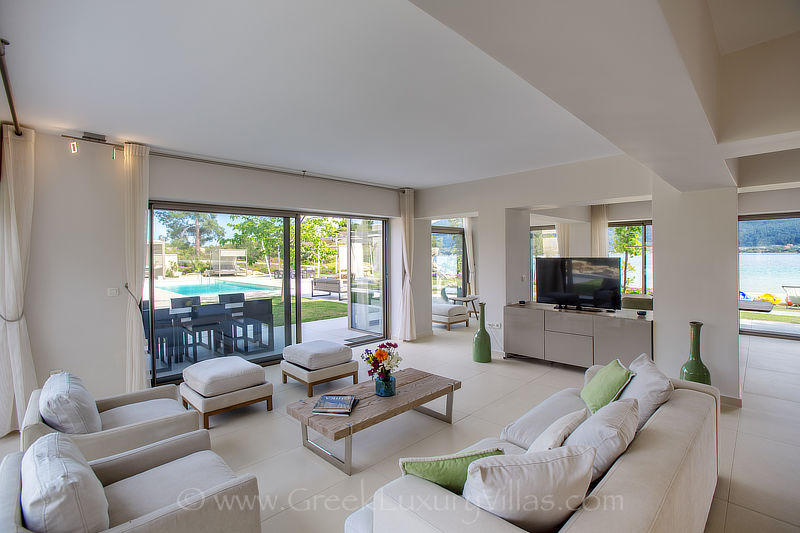 modern beachfront villa open plan living