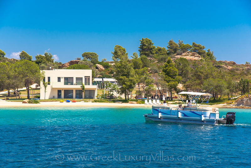 modern beachfront villa private boat