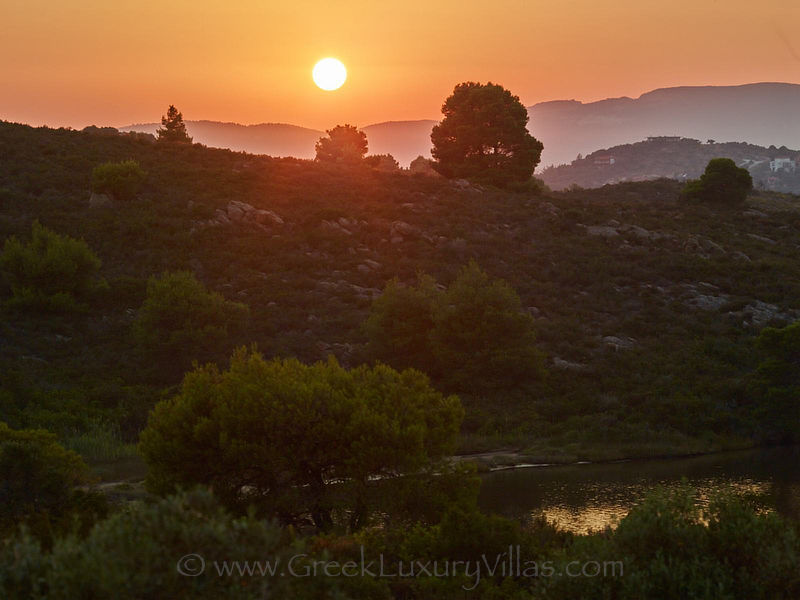 Privatinsel in Griechenland exklusive Villa Sonnenuntergang Blick