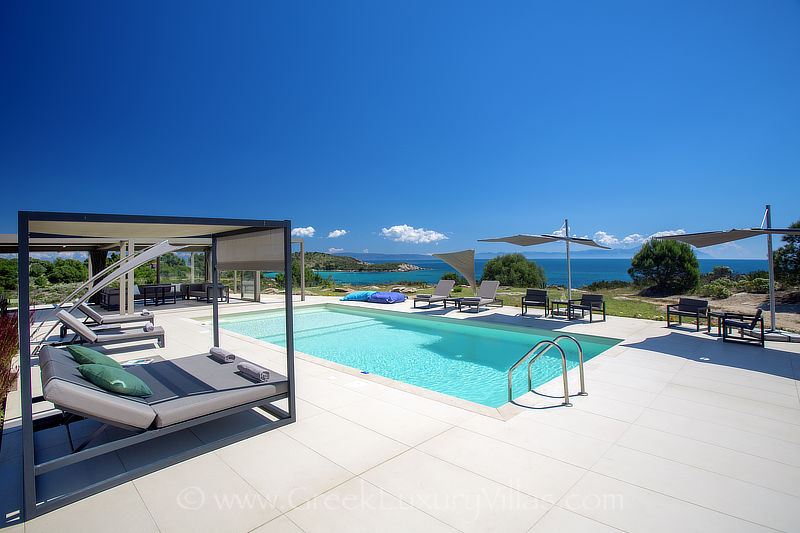 private island exclusive luxury villa pool area Chalkidiki