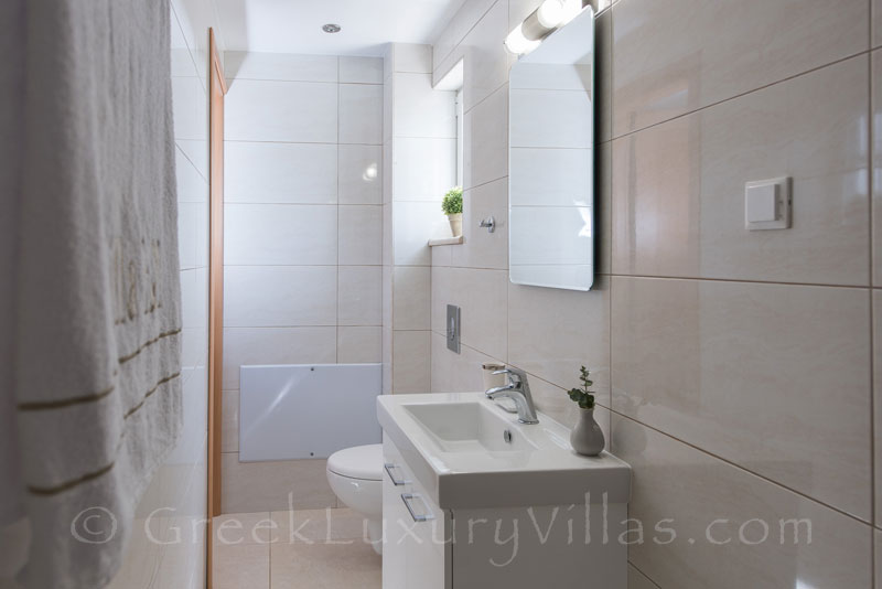 bathroom modern villa with tennis court and pool