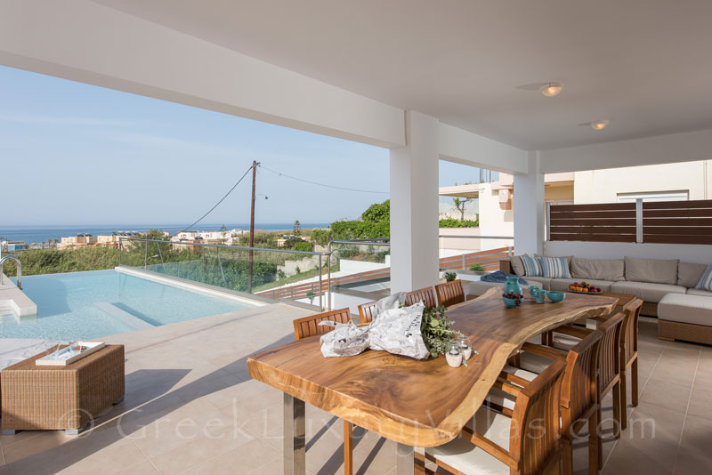 sea view at pool area modern villa with private tennis court