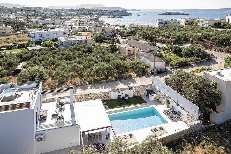 sea view from modern villa with pool in Crete