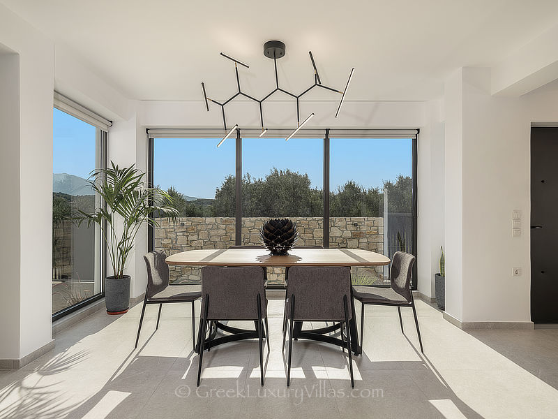 dining area with wonderful view at contemporary villa in Crete