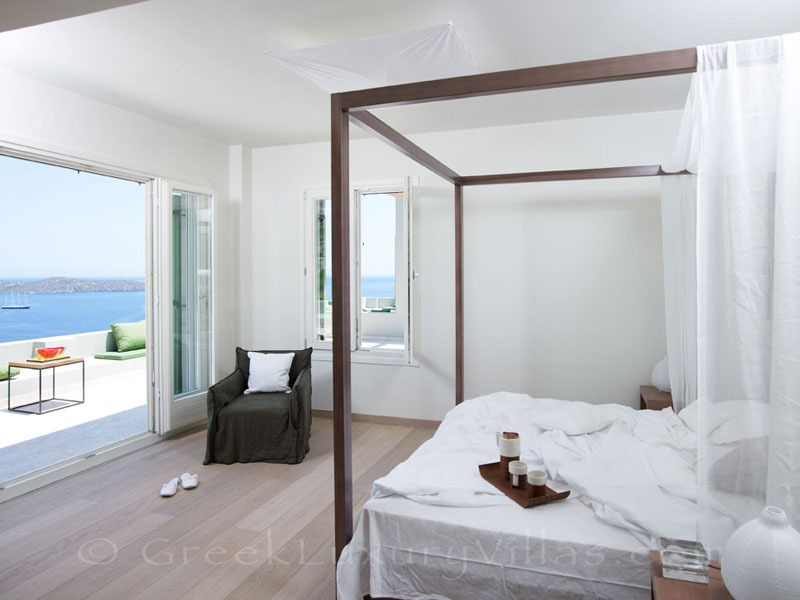 The seaview from the bedroom of a big luxury villa in Elounda, Crete