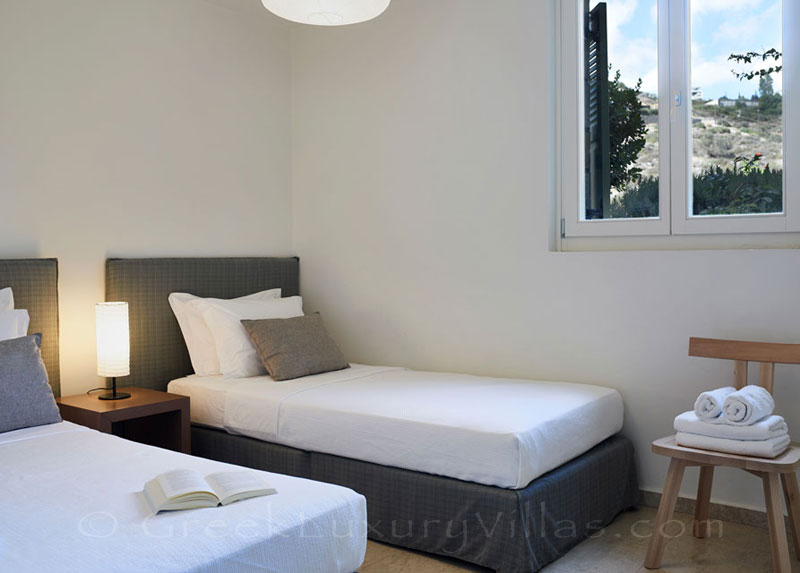 Single beds in a big luxury villa in Elounda, Crete