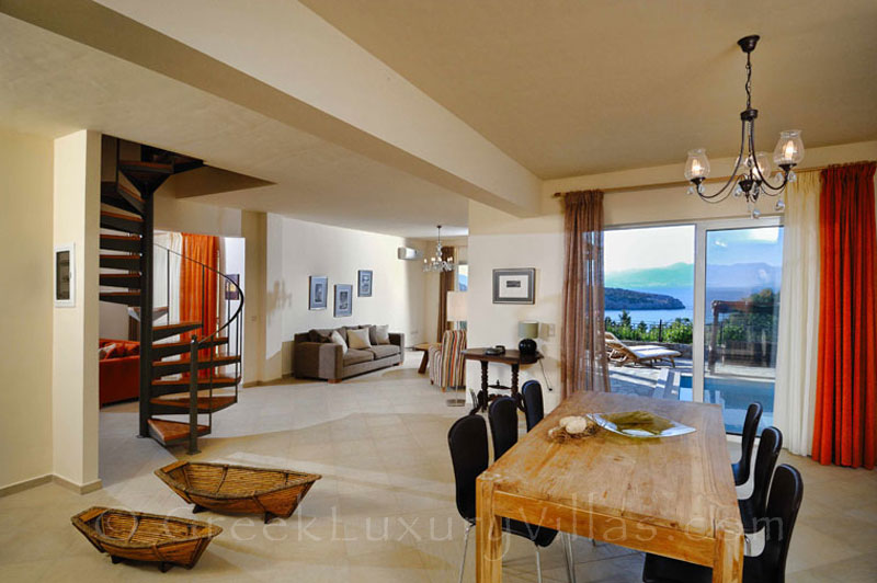 Living-room of modern villas with sea access and pool in Crete