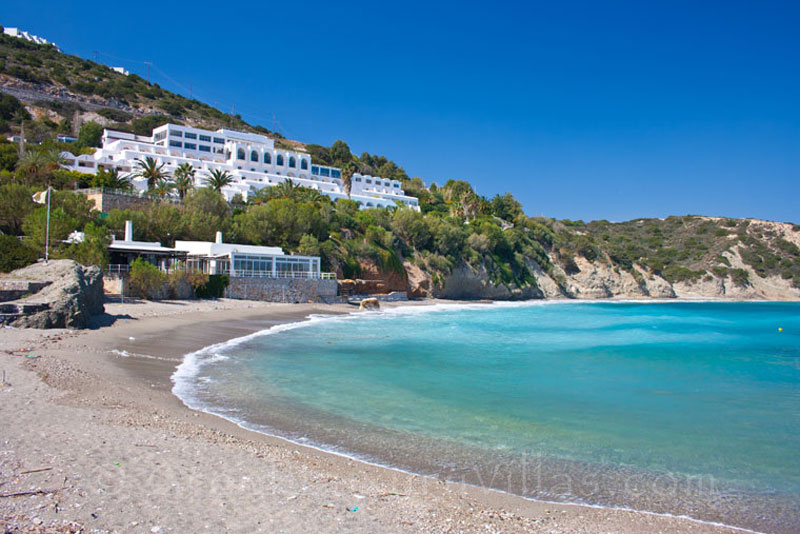 Beach of modern villas in Crete