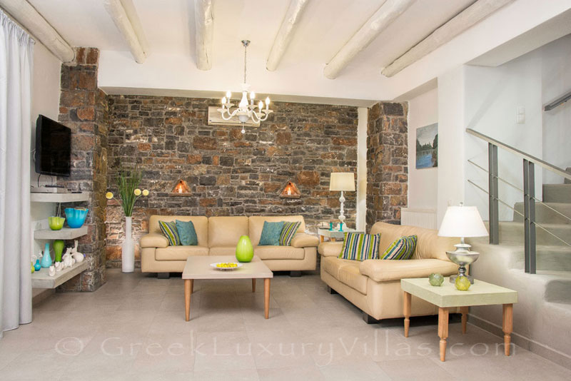 Modern interior of luxury villa in Crete