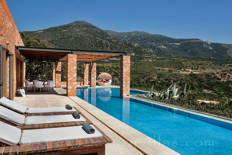 Pool area of seafront villa in Crete