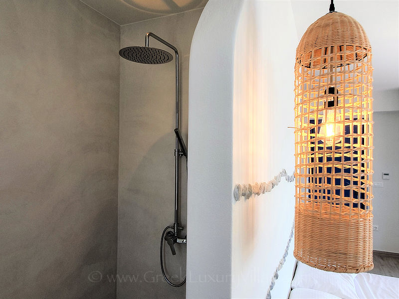 modern bathroom of elounda bay luxury villa with sea view