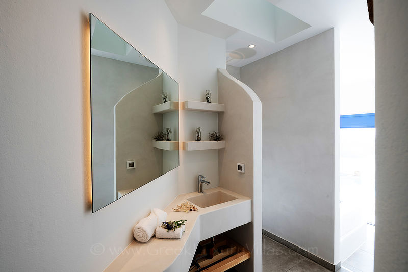 private bathroom of luxurious bedroom in villa in Crete