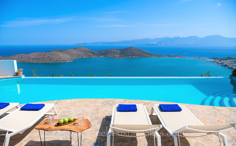 Sea View from Pool at Elounda Luxury Villa in Crete