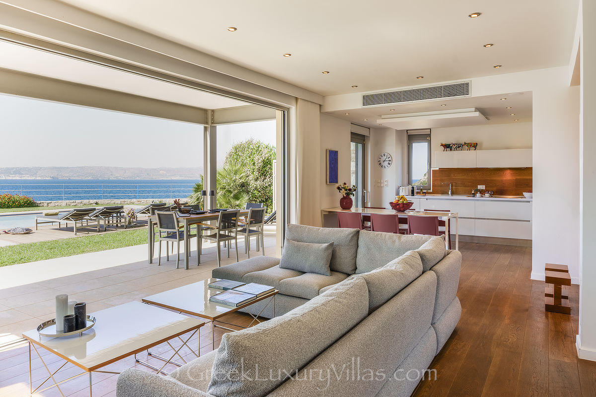 Crete a modern seafront villa with sea view