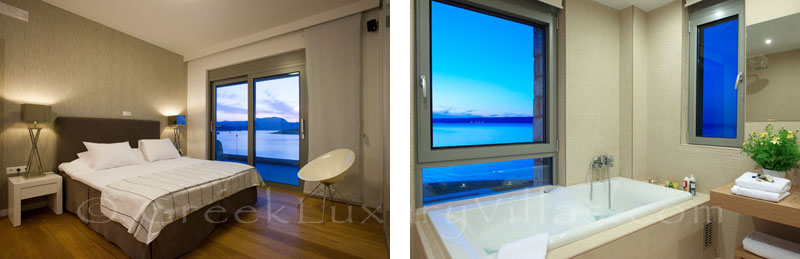 Bedroom sea view of modern villa in Almyrida Crete