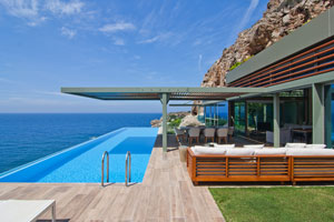Modern seafront villa overlooking the sea