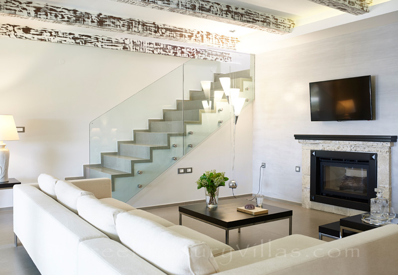 modern lounge of luxury villa in Sivota