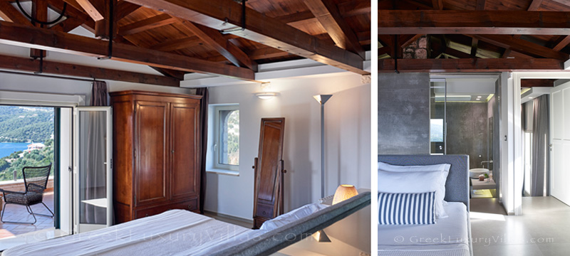 master bedroom with exclusive sea view over Sivota