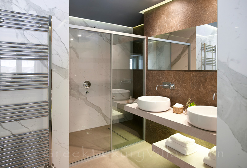 modern bathroom of luxury villa in Sivota