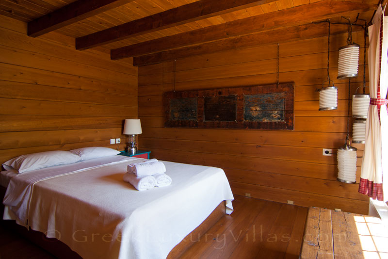 Bedroom of mountain house with view in Zagori