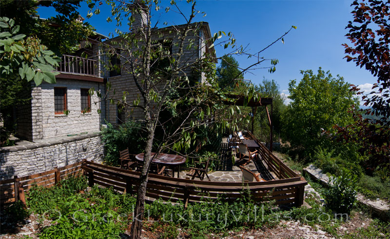 Balcony view of mountain house in Zagori