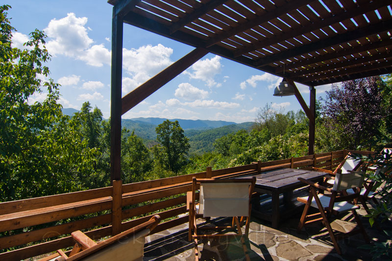 Vikos Gorge balcony view of mountain house in Zagorochoria