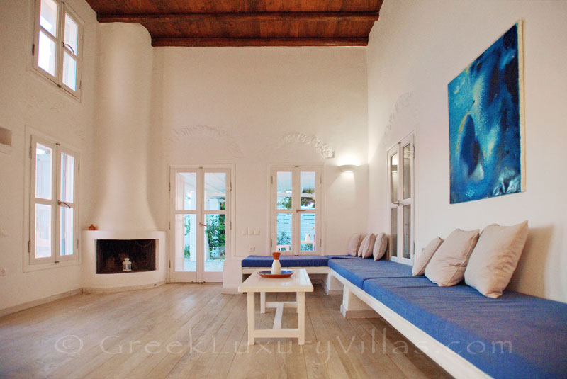 Living room of seafront villas on Folegandros