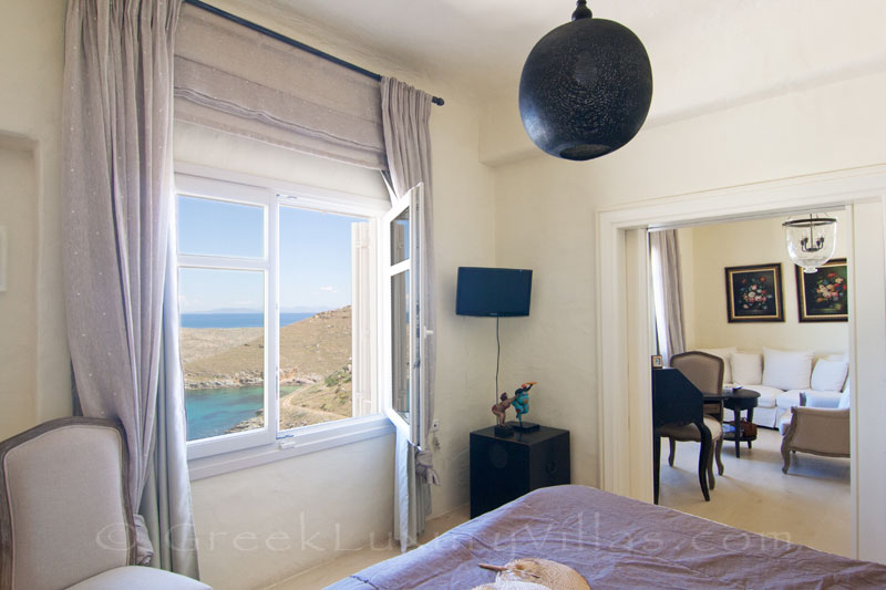 Kea private luxury villa master bedroom with sea view