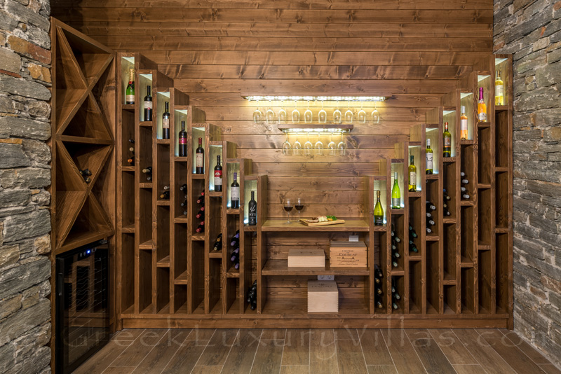 private wine cellar in luxury villa in Kea Greece