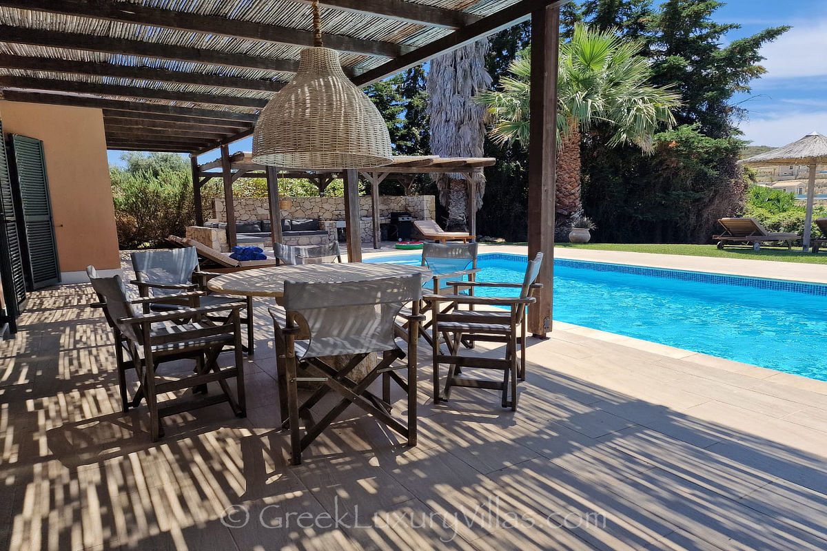 pool area of the 3 bedroom villa by the beach