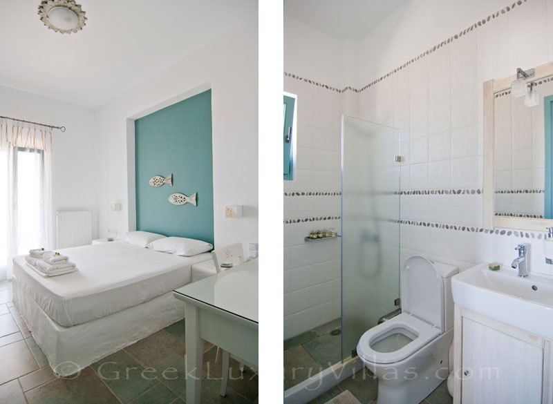 Bathroom of luxury villa with pool in Koufonisi