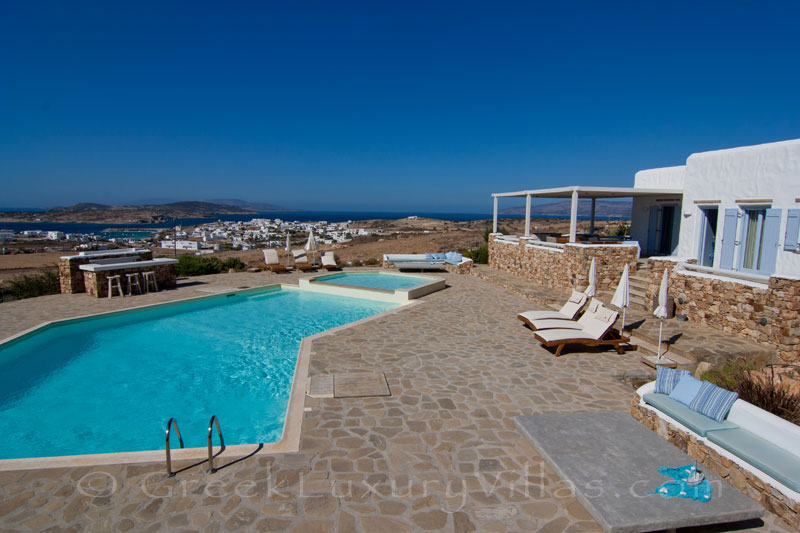 Pool area of luxury villa in Koufonisi