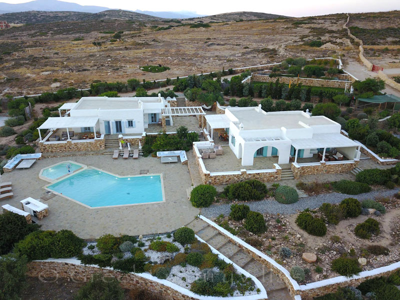Aerial photo of luxury villa with pool on Koufonisi