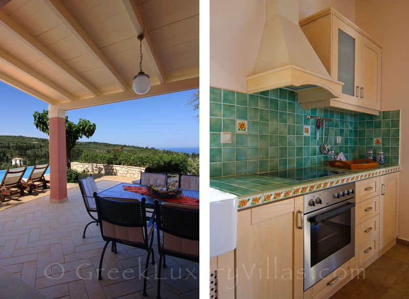 Kitchen of villa with pool in Lefkas