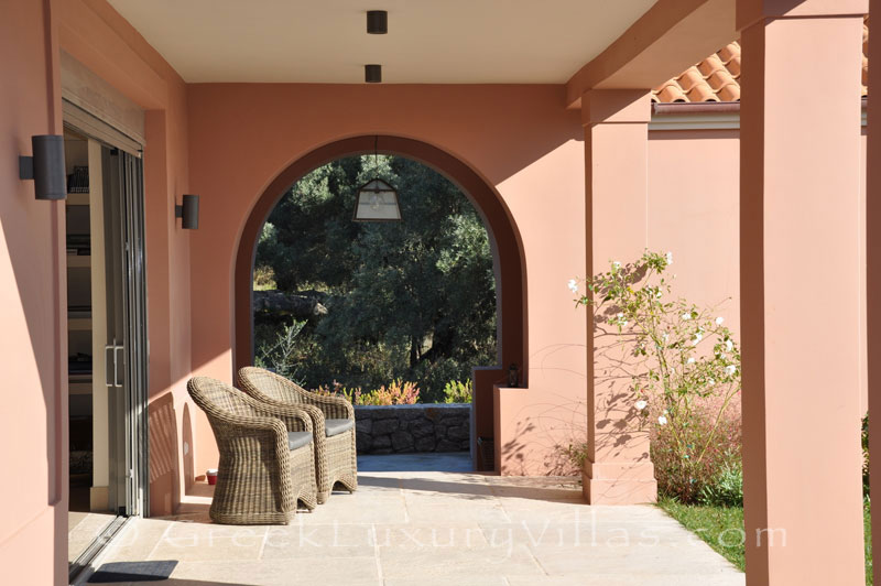 Seaview from the loggia of a modern luxury villa in Lefkas