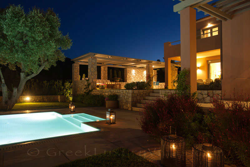 A modern luxury villa with a pool in Lefkada with seaview